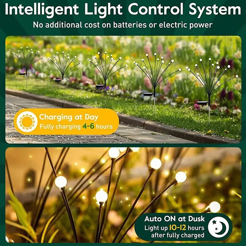 Solar Firefly Lights Αδιάβροχο Led κήπου εξωτερικού χώρου Φωτιστικό κήπου Φωτιστικό κήπου Solar Energy Swing By Wind Courtyard Patio Decoration