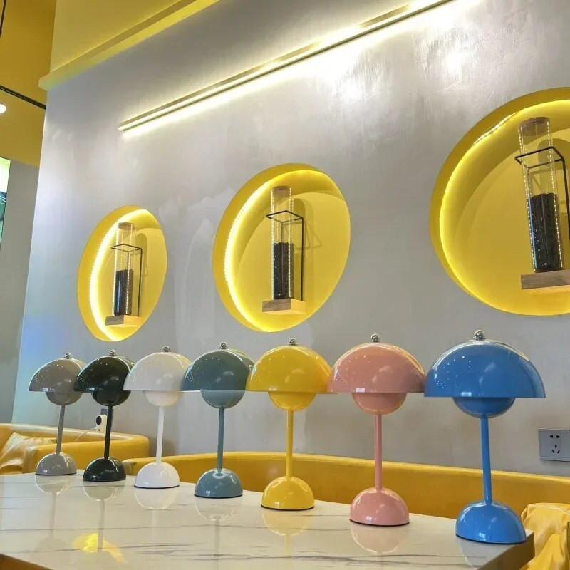 Top Touch Switch LED stalinė lempa Įkraunama Šiaurės šalių gėlių pumpurų grybų dizaino svetainė, miegamojo dekoro rašomasis stalas, naktinis stovas