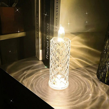 Κρυστάλλινο επιτραπέζιο φωτιστικό LED Rose Projection Light Ρομαντικό Diamond Atmosphere Light Νυχτερινό Φωτιστικό για Χριστουγεννιάτικη διακόσμηση πάρτι κρεβατοκάμαρας