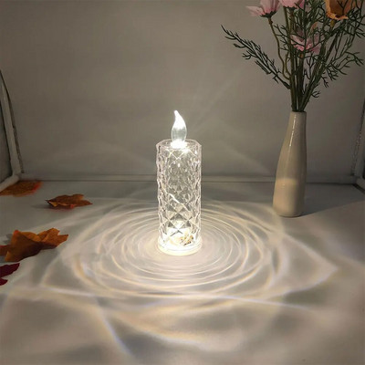 Κρυστάλλινο επιτραπέζιο φωτιστικό LED Rose Projection Light Ρομαντικό Diamond Atmosphere Light Νυχτερινό Φωτιστικό για Χριστουγεννιάτικη διακόσμηση πάρτι κρεβατοκάμαρας