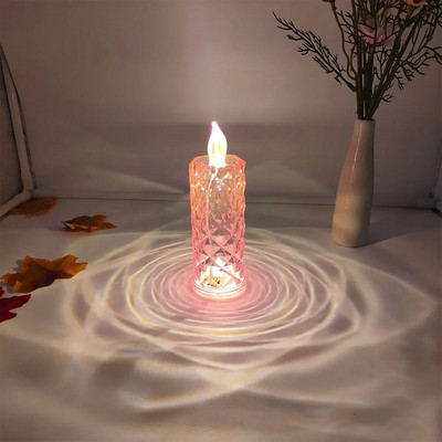 Κρυστάλλινο επιτραπέζιο φωτιστικό LED Rose Projection Light Ρομαντικό Diamond Atmosphere Light Νυχτερινό Φωτιστικό για Χριστουγεννιάτικη διακόσμηση πάρτι κρεβατοκάμαρας