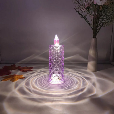 Κρυστάλλινο επιτραπέζιο φωτιστικό LED Rose Projection Light Ρομαντικό Diamond Atmosphere Light Νυχτερινό Φωτιστικό για Χριστουγεννιάτικη διακόσμηση πάρτι κρεβατοκάμαρας
