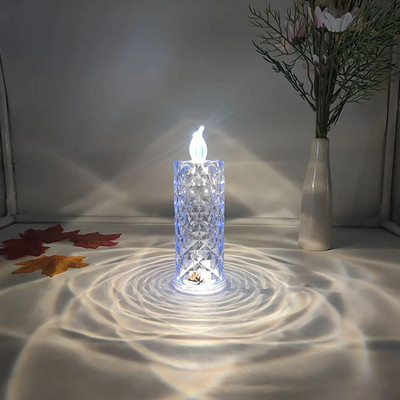 Κρυστάλλινο επιτραπέζιο φωτιστικό LED Rose Projection Light Ρομαντικό Diamond Atmosphere Light Νυχτερινό Φωτιστικό για Χριστουγεννιάτικη διακόσμηση πάρτι κρεβατοκάμαρας