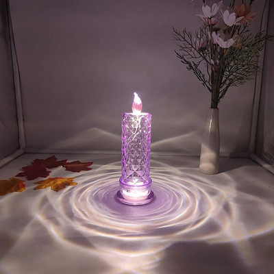 Κρυστάλλινο επιτραπέζιο φωτιστικό LED Rose Projection Light Ρομαντικό Diamond Atmosphere Light Νυχτερινό Φωτιστικό για Χριστουγεννιάτικη διακόσμηση πάρτι κρεβατοκάμαρας