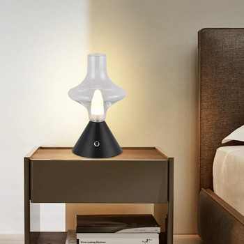 Ретро настолна лампа LED стъклена нощна лампа акумулаторна спалня нощно бюро светлина бар ресторант атмосфера светлина