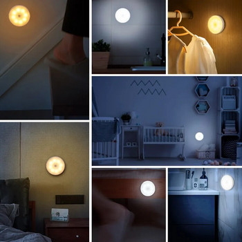 Акумулаторна LED лампа под шкафа Сензор за движение Нощна лампа Интелигентна лампа Стълбище Гардероб Кухненска лампа Декорация на спалня