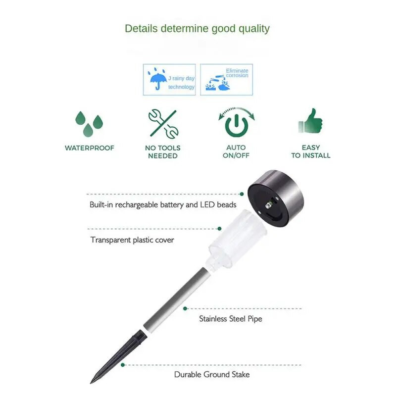 Φωτιστικό δαπέδου γκαζόν Διακοσμητικό φωτιστικό από ανοξείδωτο ατσάλι Διακοσμητικό φωτιστικό αυτόματο 4.54.529.5cm Φωτιστικά μονοπατιού φωτιστικού εξωτερικού χώρου