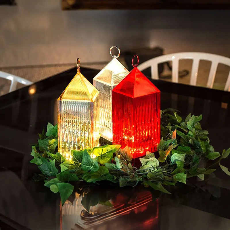 Ιταλική Kartall Σχεδιασμός Ακρυλικό Κρυστάλλινο Φανάρι Μπαταρίας Φωτεινό Επαναφορτιζόμενο Επιτραπέζιο Φωτιστικό Εστιατορίου Διακοσμητικό Νυχτερινό Πηγή