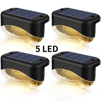 5LED Super Bright Step Light saulės LED šviestuvai lauko sodo dekoro tvoros šviestuvai IP65 vandeniui atsparus laiptų šviestuvas sodo saulės šviesai