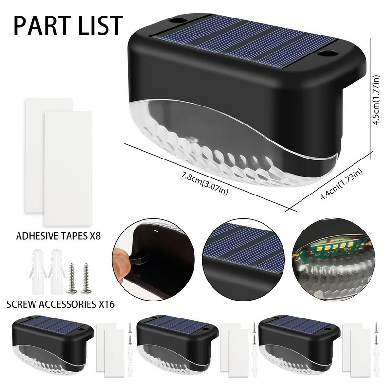 5LED Super Bright Step Light saulės LED šviestuvai lauko sodo dekoro tvoros šviestuvai IP65 vandeniui atsparus laiptų šviestuvas sodo saulės šviesai