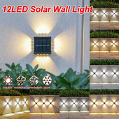 LED solárne nástenné svietidlo so štyrmi stranami, vonkajšie, vodotesné, hore a dole, svietiace slnečné svetlo, záhradné, plotové, dekoračné lampy