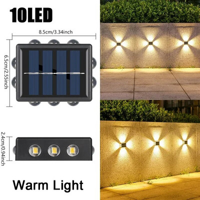 LED solárne nástenné svietidlo so štyrmi stranami, vonkajšie, vodotesné, hore a dole, svietiace slnečné svetlo, záhradné, plotové, dekoračné lampy