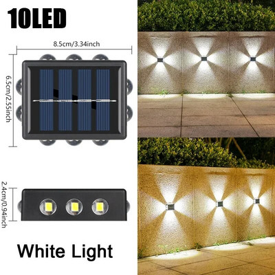 LED solárne nástenné svietidlo so štyrmi stranami, vonkajšie, vodotesné, hore a dole, svietiace slnečné svetlo, záhradné, plotové, dekoračné lampy