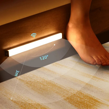 Светодиоди под шкафа Нощна лампа USB акумулаторен сензор за движение Осветление за килер Кухня Спалня Осветление Кухня Стенна лампа
