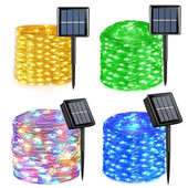 Solar String Fairy Lights 12m 100LED / 32M 300 LED veekindel õue vanik päikeseenergia lamp jõulud aiakaunistuseks