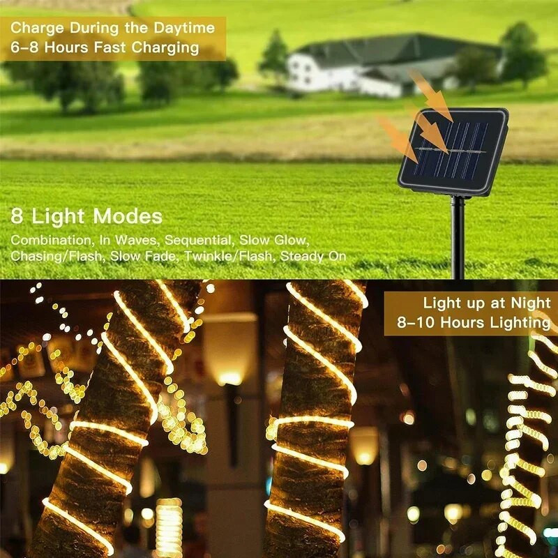 Solar String Fairy Lights 12m 100LED / 32M 300 LED veekindel õue vanik päikeseenergia lamp jõulud aiakaunistuseks