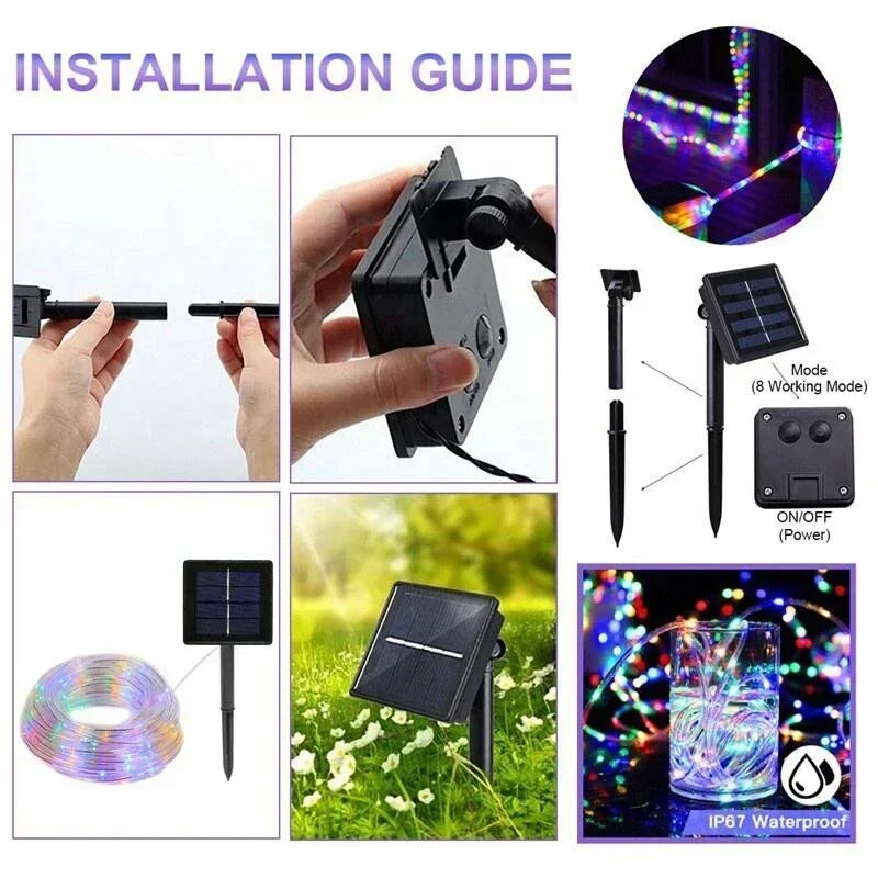 Solar String Fairy Lights 12m 100LED / 32M 300 LED veekindel õue vanik päikeseenergia lamp jõulud aiakaunistuseks