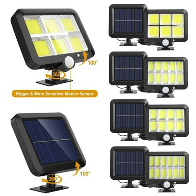 COB LED соларна светлина на открито PIR сензор за движение Водоустойчива стенна аварийна улична охранителна лампа за градинска декорация