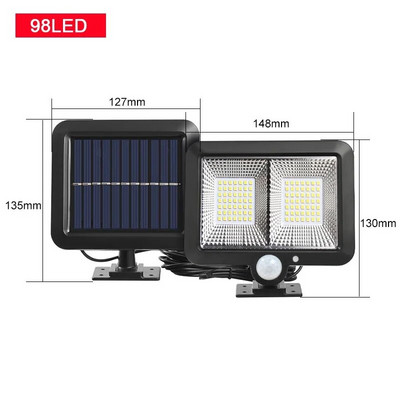 COB LED Solar Powered Light Outdoors Motion Sensor PIR Αδιάβροχο τοίχου Φωτιστικό ασφαλείας δρόμου έκτακτης ανάγκης για διακόσμηση κήπου