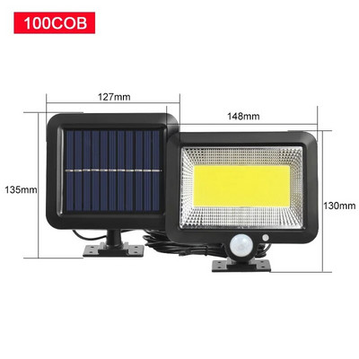 COB LED Solar Powered Light Outdoors Motion Sensor PIR Αδιάβροχο τοίχου Φωτιστικό ασφαλείας δρόμου έκτακτης ανάγκης για διακόσμηση κήπου