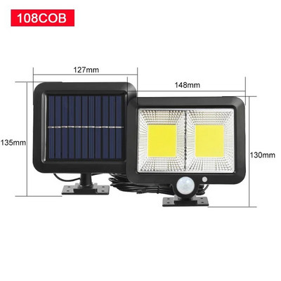 COB LED Solar Powered Light Outdoors Motion Sensor PIR Αδιάβροχο τοίχου Φωτιστικό ασφαλείας δρόμου έκτακτης ανάγκης για διακόσμηση κήπου