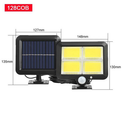 COB LED Solar Powered Light Outdoors Motion Sensor PIR Αδιάβροχο τοίχου Φωτιστικό ασφαλείας δρόμου έκτακτης ανάγκης για διακόσμηση κήπου