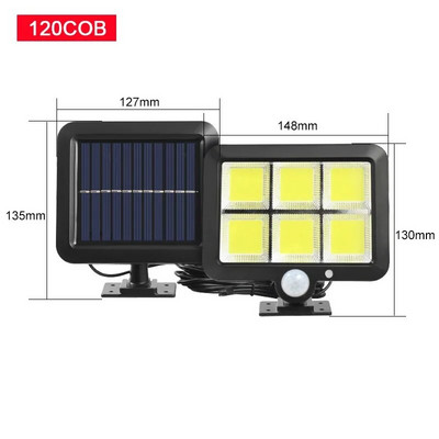 COB LED Solar Powered Light Outdoors Motion Sensor PIR Αδιάβροχο τοίχου Φωτιστικό ασφαλείας δρόμου έκτακτης ανάγκης για διακόσμηση κήπου