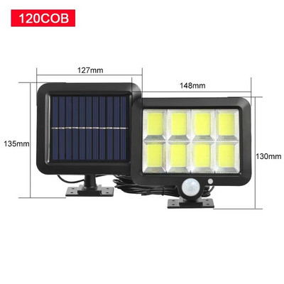 COB LED Solar Powered Light Outdoors Motion Sensor PIR Αδιάβροχο τοίχου Φωτιστικό ασφαλείας δρόμου έκτακτης ανάγκης για διακόσμηση κήπου