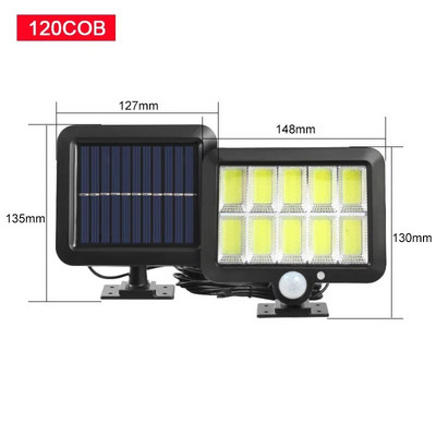 COB LED Solar Powered Light Outdoors Motion Sensor PIR Αδιάβροχο τοίχου Φωτιστικό ασφαλείας δρόμου έκτακτης ανάγκης για διακόσμηση κήπου
