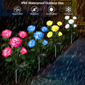 Solar Led Lights Outdoor Decorative 5 Heads Solar Garden Lights Rose Flower Φωτιστικό γκαζόν για Αίθριο Διακόσμηση κήπου