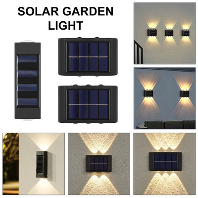 Lampă solară de perete în aer liber, lumini solare cu LED-uri, iluminat în sus și în jos, lumini solare pentru grădină, stradă, peisaj, balcon, decor