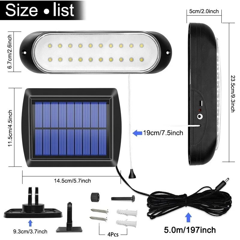 Solar Lamps To The Garden Indoor Split Pull-Wire 5M Cable Light Sunlight Solar Energy Lamp Αδιάβροχο ηλιακό φως τοίχου κήπου