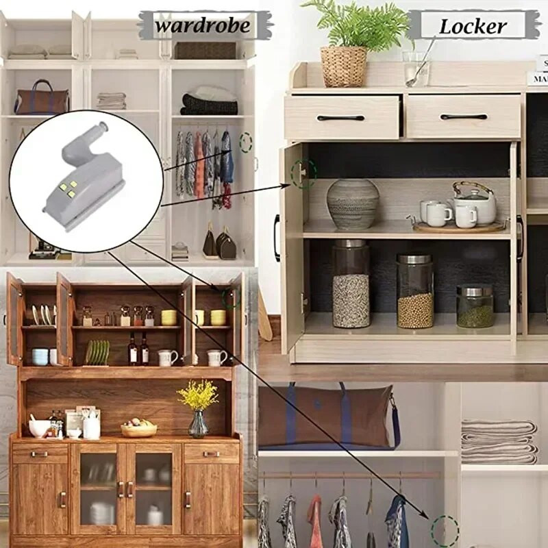 10/1 vnt Universalus LED vidinis vyrių žibintas po spintele Šviesos spintos jutiklio apšvietimas spintelei virtuvės miegamojo spintos nakties lempos