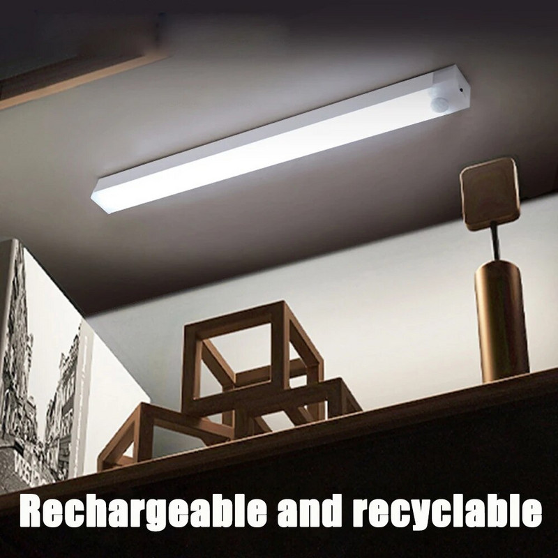 Long Motion Sensing Night Light Ντουλάπα κουζίνας 3 Λειτουργίες Βιβλιοθήκη Ρούχα στο κρεβάτι Επαναφορτιζόμενη φορητή λάμπα