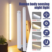 Lumină de noapte cu detecție a mișcării Lumină LED sub dulap Lumină cu senzor de mișcare Dulap cu lumină pentru dulap Lampă reîncărcabilă prin USB Lumină pentru dulap