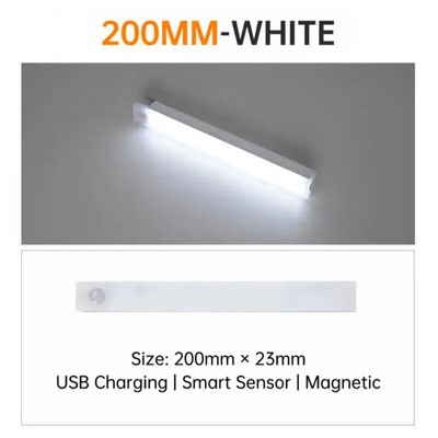 Lumină de noapte cu detecție a mișcării Lumină LED sub dulap Lumină cu senzor de mișcare Dulap cu lumină pentru dulap Lampă reîncărcabilă prin USB Lumină pentru dulap
