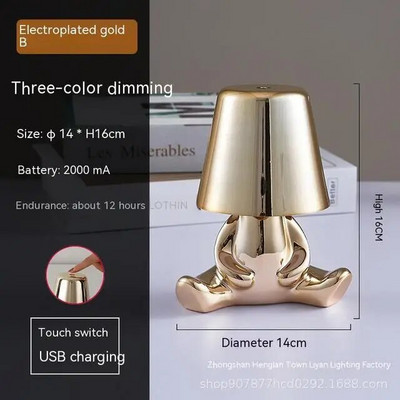 Επιτραπέζιο φωτιστικό Little Golden Man Υπνοδωμάτιο Touch δίπλα στο κρεβάτι Ατμόσφαιρα Νυχτερινός φωτισμός Διακόσμηση Επιτραπέζιο Φωτιστικό Στολίδι Μπαρ Εστιατόριο για το σπίτι