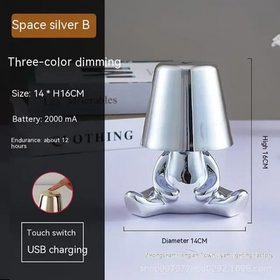 Επιτραπέζιο φωτιστικό Little Golden Man Υπνοδωμάτιο Touch δίπλα στο κρεβάτι Ατμόσφαιρα Νυχτερινός φωτισμός Διακόσμηση Επιτραπέζιο Φωτιστικό Στολίδι Μπαρ Εστιατόριο για το σπίτι