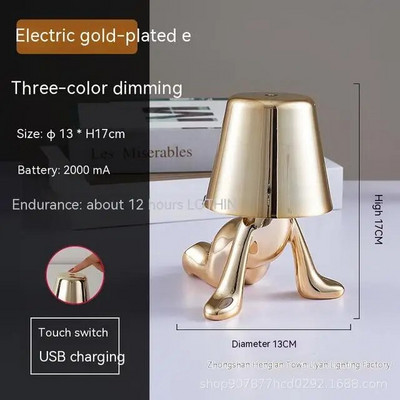 Επιτραπέζιο φωτιστικό Little Golden Man Υπνοδωμάτιο Touch δίπλα στο κρεβάτι Ατμόσφαιρα Νυχτερινός φωτισμός Διακόσμηση Επιτραπέζιο Φωτιστικό Στολίδι Μπαρ Εστιατόριο για το σπίτι
