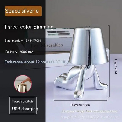 Επιτραπέζιο φωτιστικό Little Golden Man Υπνοδωμάτιο Touch δίπλα στο κρεβάτι Ατμόσφαιρα Νυχτερινός φωτισμός Διακόσμηση Επιτραπέζιο Φωτιστικό Στολίδι Μπαρ Εστιατόριο για το σπίτι