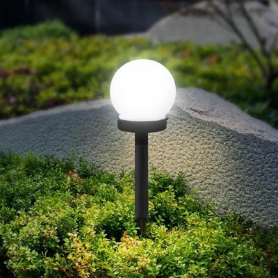 Lampă cu bec solar LED alimentată cu energie, impermeabilă, în aer liber, lumină de grădină, panou solar de stradă, lumini cu minge, peluză, curte, peisaj decorativ
