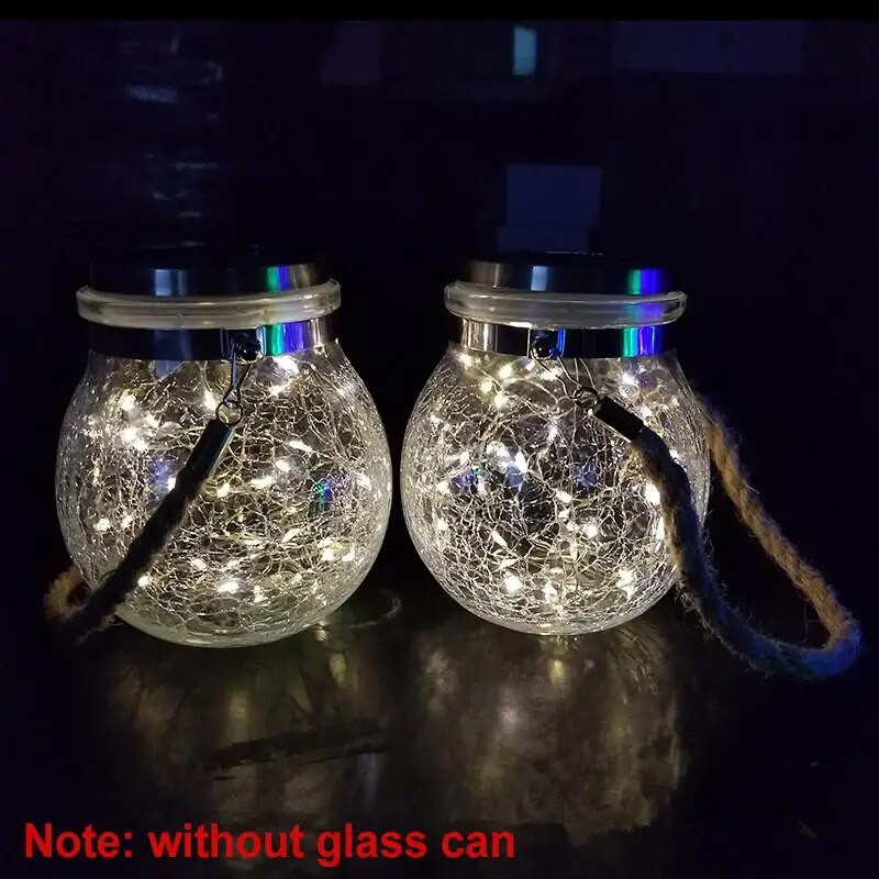 30 LED saulės naktinės šviesos įtrūkimo rutulinis stiklinis indelis palinkėjimų lempa lauko sodo eglutės kalėdinės dekoracijos šviesa be stiklinio indelio