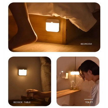 LED нощна лампа със сензор за движение Акумулаторна нощна лампа Безжична лампа за кухня Спалня Стенна лампа PIR индукционна лампа