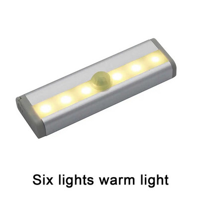 6/10 LED κάτω από το ντουλάπι Νυχτερινό φως αισθητήρα κίνησης Φωτιστικό ντουλάπας για κουζίνα κρεβατοκάμαρα Φωτιστικό τοίχου Φωτιστικό Σκάλας Μπάρα φωτιστικών