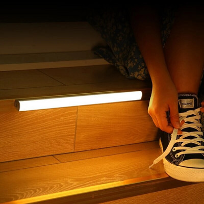 Светлина със сензор за движение Безжична LED нощна лампа Осветление за декорация на спалня Стенни стълби Кухненски шкаф Осветление за коридор