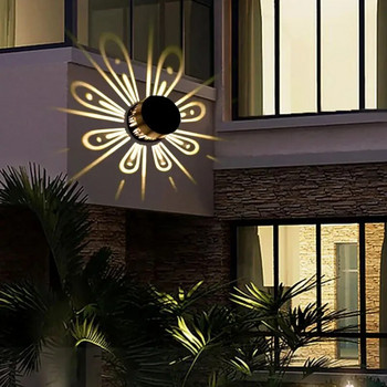 Garden Solar Fence Light LED Διακοσμητικό εξωτερικού χώρου ABS Φωτιστικό τοίχου σκιών IP65 Αδιάβροχο λάμψη 360 μοιρών RGB Πολύχρωμα φώτα LED