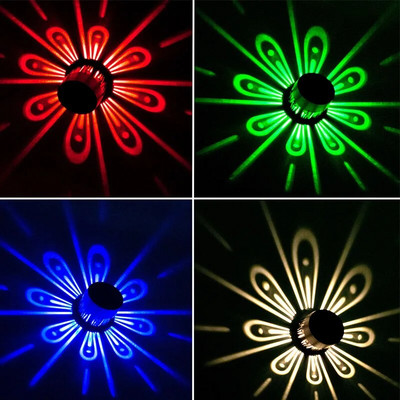 Záhradné solárne plotové svetlo LED vonkajšie dekoratívne ABS tieňové nástenné svietidlo IP65 vodotesné 360 stupňové žiarenie RGB farebné LED svetlá