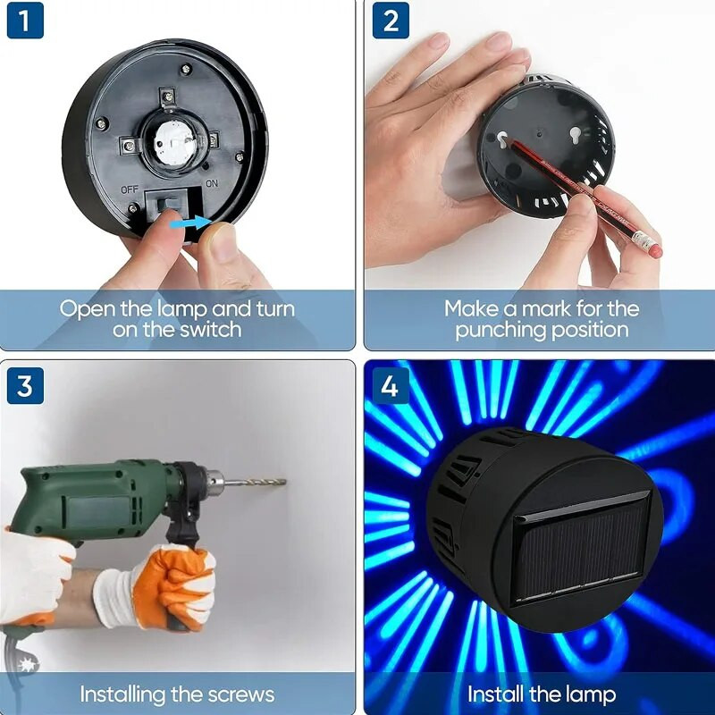 Záhradné solárne plotové svetlo LED vonkajšie dekoratívne ABS tieňové nástenné svietidlo IP65 vodotesné 360 stupňové žiarenie RGB farebné LED svetlá