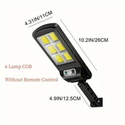 6 κεφαλές COB ηλιακά φώτα εξωτερικού χώρου LED Ηλιακό φωτιστικό κήπου/φωτιστικό δρόμου Αδιάβροχο αισθητήρα κίνησης Επιτοίχιο φωτιστικό LED με 3 Λειτουργίες φωτισμού ηλιακό