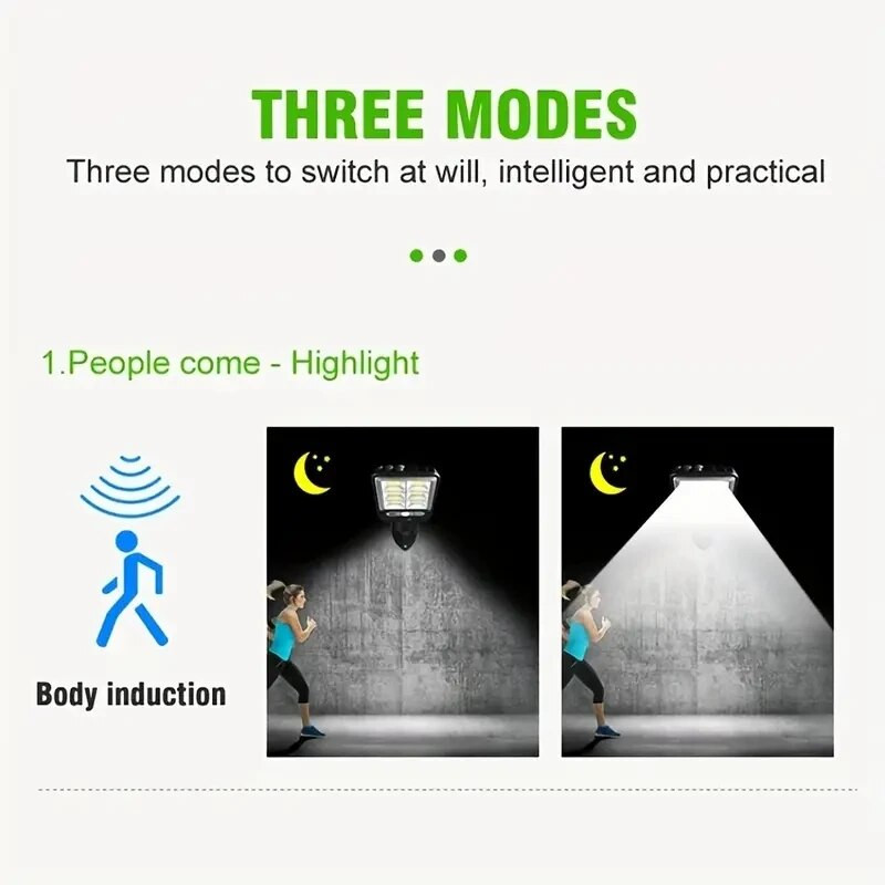 6 κεφαλές COB ηλιακά φώτα εξωτερικού χώρου LED Ηλιακό φωτιστικό κήπου/φωτιστικό δρόμου Αδιάβροχο αισθητήρα κίνησης Επιτοίχιο φωτιστικό LED με 3 Λειτουργίες φωτισμού ηλιακό